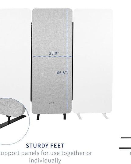 VIVO Freestanding 24 x 66 inch Privacy Panel, Cubicle Divider, Acoustic Wall Partition, Single 24 inch Panel with 2-Sided Zipper Attachment System, Gray, PP-1-T024G
