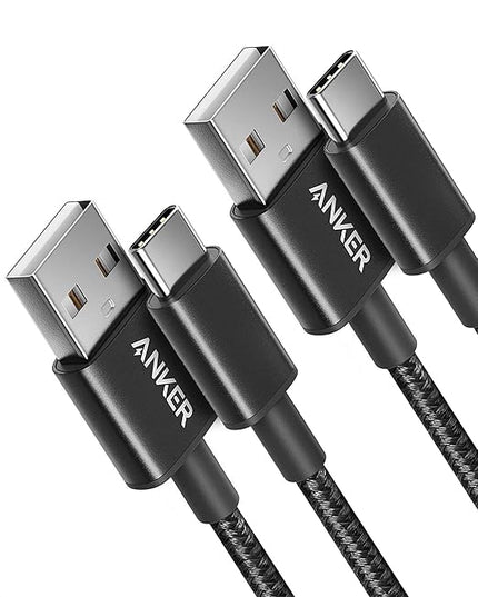 Anker Cable [2 Pack 3ft], USB A to USB C Cable for iPhone 17 Series,Samsung Galaxy S10 S10+, LG V30, Beats Fit Pro and More (Black).
