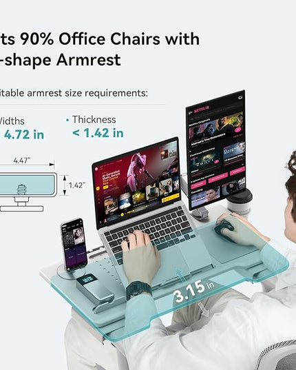 Newtral Laptop Bed Tray Desk, Height & Angle Adjustable Foldable Laptop Stand w/Cup Holder, Mousepad, Laptop Table Bookstand for Gaming, Working, Sofa & Office Chairs Use (Grey, Upgrade)