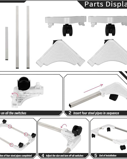 Liitrton Mobile CPU Stand Adjustable Computer Tower Stand with 4 Caster Wheels Fits Most PC (White)
