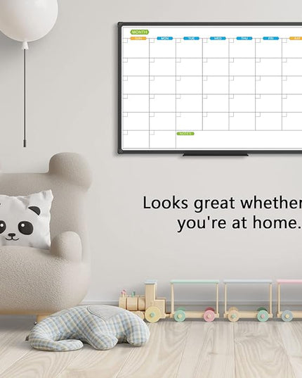 JILoffice Dry Erase Calendar Whiteboard - Magnetic White Board Calendar Monthly 36 X 24 Inch, 2 Pack, Black Aluminium Frame Wall Mounted Board for Office Home and School
