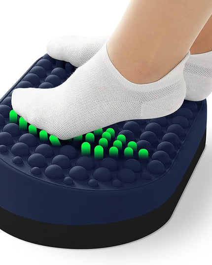Foot Rest for Under Desk at Work, Home Office Foot Stool, Ottoman Foot Massager for Plantar Fasciitis Relief, Soft Silicone Footrests, Anti-Fatigue (Blue)