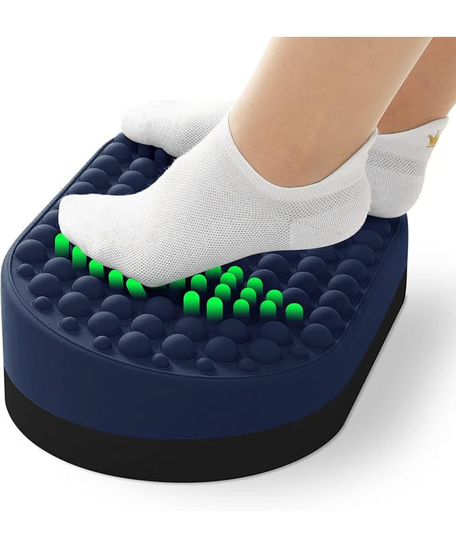 Foot Rest for Under Desk at Work, Home Office Foot Stool, Ottoman Foot Massager for Plantar Fasciitis Relief, Soft Silicone Footrests, Anti-Fatigue (Blue)