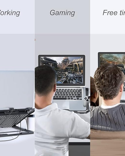 ICE COOREL Laptop Cooling Pad with 6 Cooling Fans, Cooling Pad for Laptop Fan 13-15.6 Inch, Laptop Cooler Stand with 6 Height Adjustable, Notebook Cooler Pad with Two USB Port