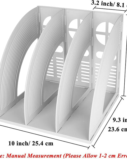 SAYEEC Magazine Holder Plastic File Sorter Binder Holder for Desk Folder Organizer Stand Book Shelf Dividers Vertical Filling Storage Rack Desktop Bookshelf Display Box for Office School Home (Grey)