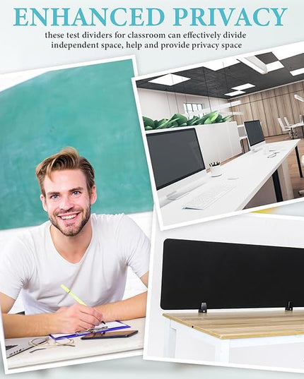 Wesiti 2 Pcs Acoustic Desk Divider Noise Reducing Desk Privacy Panel for Student Table Standing Sound Proof Divider Desktop Claw Office Furniture Partition for Classroom(Black,47.24 x 15.75 Inches)