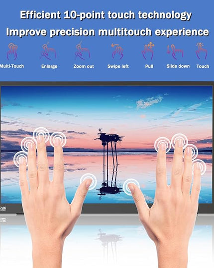Portable Monitor Touchscreen 15.6" 2.8K Laptop Screen Extender 2880x1620,100Hz,100％sRGB,w/45° Adjustable Stand,mini HDMI USB-C Computer Display for Laptop PC Phone Mac