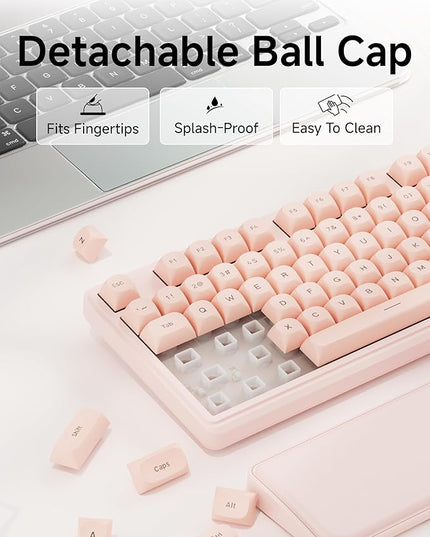 C98 Wired Keyboard and Mouse Combo, Wired Computer Keyboards with Wrist Palm, Double-Shot Keycaps, Silent RGB Backlight Keyboard for Windows/MAC/PC (Creamy Pink)
