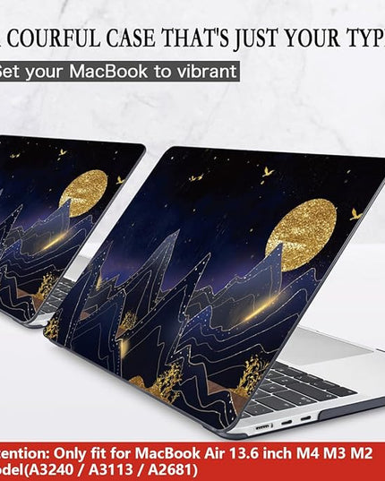 CISSOOK Compatible with MacBook Air 13.6 inch Case 2022 2024 2025 Release Model A2681 A3113 A3240, Plastic Hard Shell Case with Keyboard Cover for MacBook Air 13.6 M2 M3 M4, Gold Moon