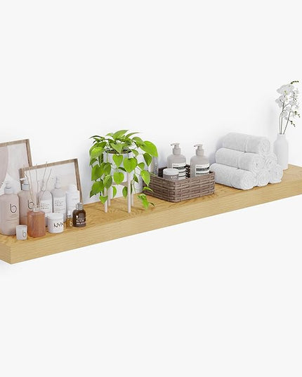 Heimlove 12 Inch Deep Floating Shelves, 72 x 12 inches Long Wall Shelf, Large Extra Display Shelf & Storage Shelf, Rustic Wood Wall Shelves for Fireplace Mantel, Oak - 1Pack