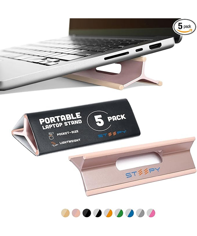 Steepy Portable Laptop Stand for Desk – Adjustable Height, & Portable Laptop Holder – Ergonomic Computer Stand for Cooling & Comfort – Slip-Proof, Sturdy Design – Universal Fit for 13-17 Inch Devices
