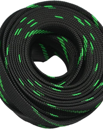 30ft PET Expandable Sleeving Wire Cable Sleeve (1/6", Green&Black)
