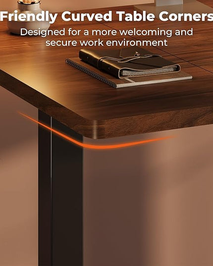 Dual Motor Standing Desk, Large Stand Up Desks, 63x28 Inches Electric Sit Stand Desks, 4 Memory Preset Adjustable Height Computer Table for Home Office with Splice Board (Brown)