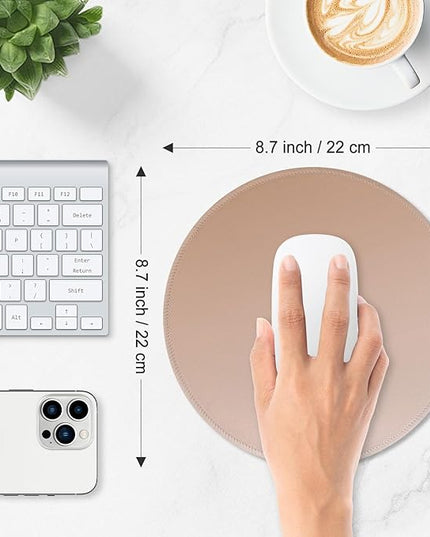 ITNRSIIET Mouse Pad Non-Slip Rubber Base Smooth Surface Stitched Edges Waterproof Durable Compatible with All Mice for Office & Gaming, Desk Accessory, Diameter 8.7 inch, Camel Gradient