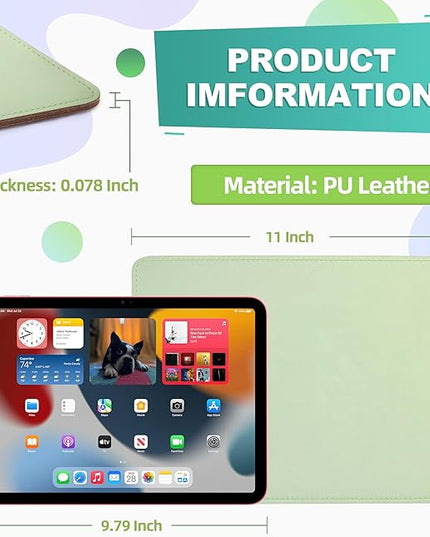 Mouse Pad, PU Mouse Pad，Leather Mouse Pad with Stitched Edge Micro-Fiber Base with Non-Slip Waterproof，Mouse Pad for Computers，Laptop, 8x11Inch (Fresh Green)