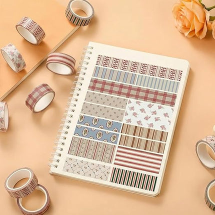 YooNotee 12 Rolls Watercolor Floral Washi Tape Set 15 mm Vintage Flower