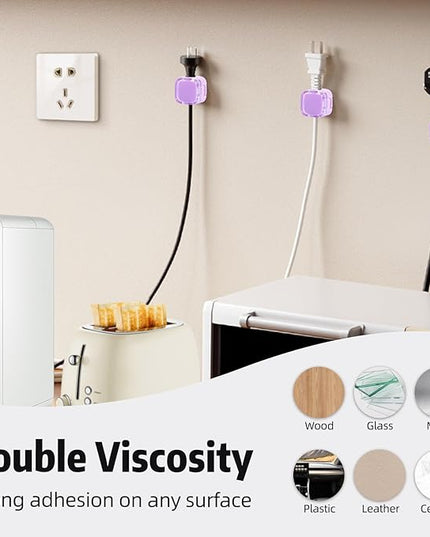 Magnetic Cable Clips Cord Organizer Holder, 6 Pack Adhesive Wire Holder Keeper Organizer USB Charging Cable Storage Holder for Home Office Phone Car Wall Desktop Nightstand Kitchen (Purple)