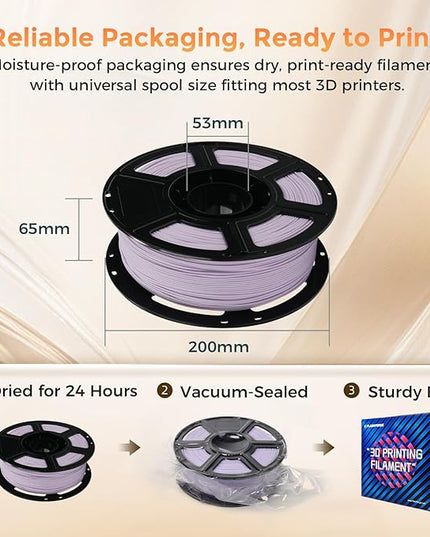 FLASHFORGE PLA Filament 1.75mm +/- 0.02mm, Matte Purple 3D Printer Filament 1kg (2.2lbs) Spool, Excellent Printing Performance, Easy to Use for Most FDM 3D Printers