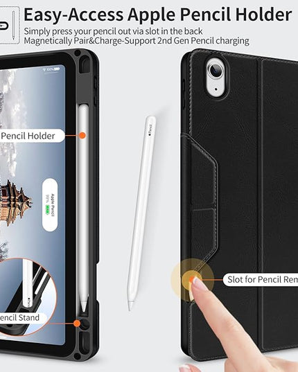 H HOLIMET Case for iPad Air 11" M3 (2025)/ M2 (2024)/ iPad Air 4th & 5th Generation10.9 Inch 2022/2020 Soft Back Shockproof Protective Cover with Pencil Holder Vegan Leather Auto Sleep/Wake