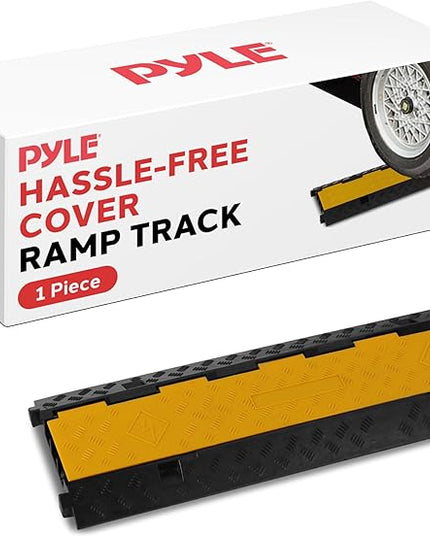 Pyle Durable Cable Protective Ramp Cover - Supports 33000lbs Three Channel Heavy Duty Cord Protection w/ Flip-Open Top Cover, 35.4” x 13.6” x 1.96” Cable Concealer for Indoor Outdoor Use PCBLCO105