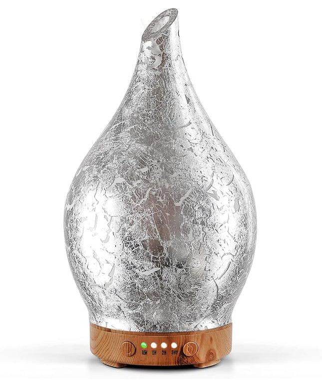 Porseme Essential Oil Diffuser Glass Aromatherapy Ultrasonic Humidifier, Air Refresh Auto Shut-Off, Timer Setting, BPA Free for Home Hotel Yoga Leisure SPA Gift 150ml Last 6H