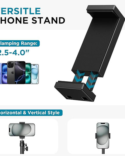 InnoGear Webcam Tripod, Extendable Webcam Stand for Desk Camera Stand Mount with Phone Holder for Webcam C922 C930e C920S C920 C615 C960 C920x BRIO 4K NexiGo N60, Right Light, GoPro with 1/4" Thread
