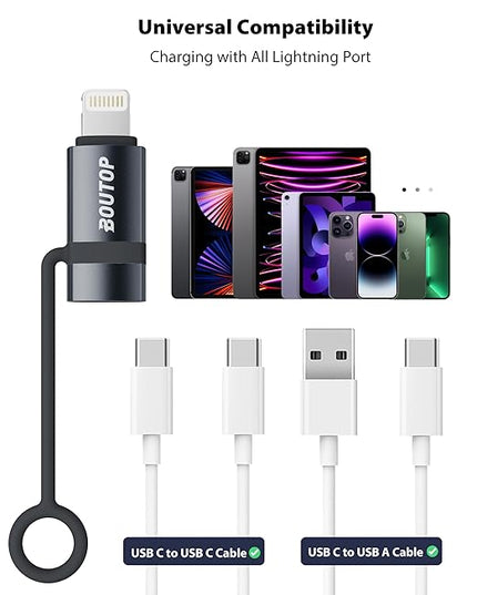 [MFi Certified] 36W USB C to Lightning Adapter (2 Pack) - Support PD Fast Charging/Data Sync, with Anti-Lost Silicone Holder for iPhone iPad AirPods, Reduces Cable Clutter