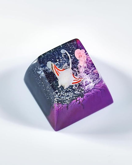 Manta Ray Artisan Keycap Black Purple Ocean Coral R1 SA Profile Custom Sea Creatures Keycaps 1U ESC Handmade Gaming Resin Key Cap Cherry MX Switch Compatible Mechanical Keyboard Manta Ray Lover Gift