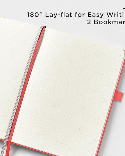 &And Per Se Dotted Journal Notebook, A5 Hardcover Leather Bullet Dotted Journal, 160 Pages 100 gsm Thick Paper, 3 Sheets of Stickers Included - 5.7'' x 8''（Red）