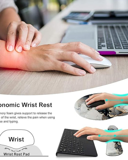 Lateefah Mouse Pad with Wrist Rest, 3-in-1 Gaming Mouse Pad, Keyboard Wrist Rest, Ergonomic Memory Foam Mousepad with Wrist Support for Computer Keyboard