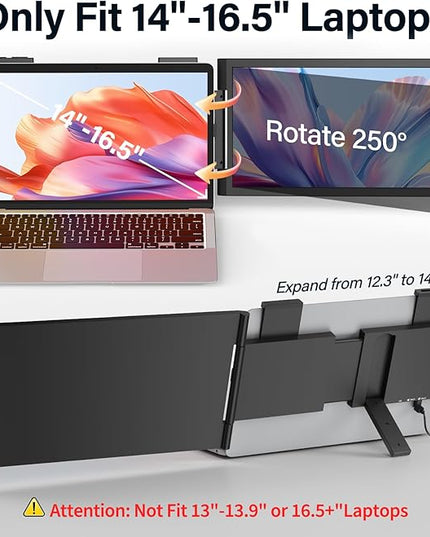 MAGICRAVEN Laptop Screen Extender, 15.6" FHD 1080P IPS Portable Monitor for Laptop 14-16.5" with USB-C/HDMI Port, Plug and Play Attachment Screen Extender for Windows/Mac/Android/Switch/PS5/Xbox