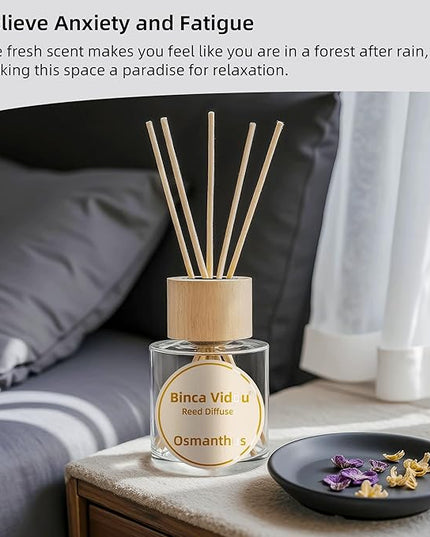 Binca Vidou Reed Diffuser Set, Lavender Osmanthus Orange&Lemon Scent Oil Diffusers with Sticks for Home Office Bathroom Aromatherapy Decor 1.69oz X 3