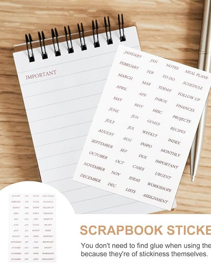 GALPADA 4 Sheets Rose Gold Foil English Phrase Stickers for Scrapbooking Journaling Monthly Planner Decoration Transparent Pet DIY Decals for Diaries and Photo Albums Creative Stationery