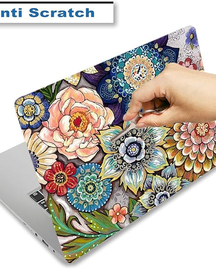 Laptop Skin Sticker Decal,12" 13" 13.3" 14" 15" 15.4" 15.6 inch Laptop Vinyl Skin Sticker Cover Art Protector Notebook PC (2 Wrist Pad Skins Included), Decorative Waterproof Removable, Colorful Flower