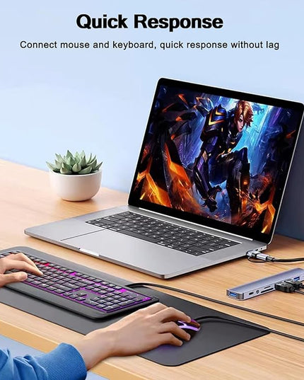 USB C Hub USB Hub 3.0 with SD/TF Card Reader, 3.5mm Headphone Aux Jack, 8-in-1 USB Splitter for MacBook Pro Air, XPS, Surface and More PC/Laptop/Tablet Devices