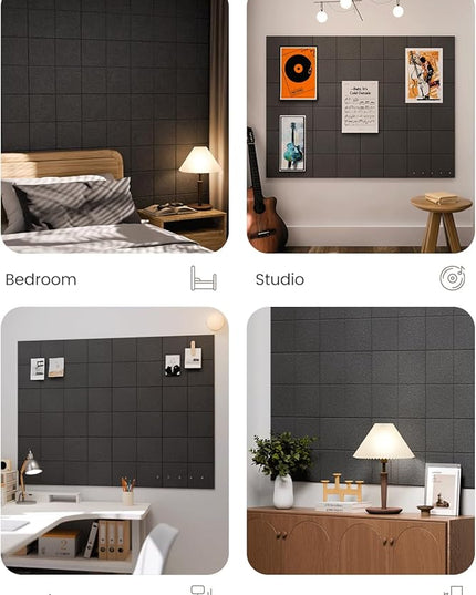 Fluxynara Large Felt Bulletin Board 48" x 36" Cork Board Alternative-12 Pack with 70 Safe Removable Adhesive Tabs, Cork Boards for Walls Cork Board for Home Office Classroom Pin Board-Charcoal Gray