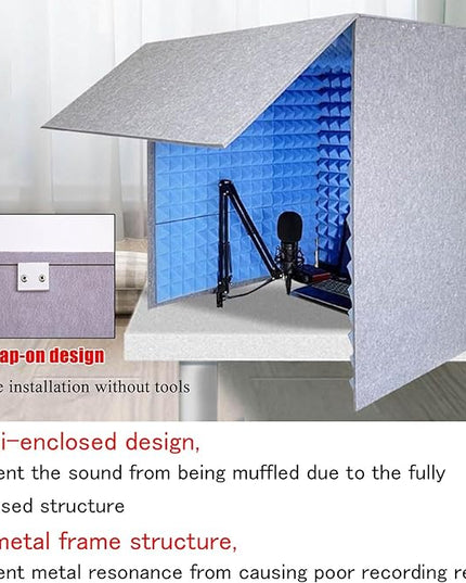 V3VOGUE Desktop Soundproof Cover, Portable Vocal Recording Booth, Isolation Booth Box for Home Studio, Microphone Recording Equipment, Ecosfriendly Material, for Podcasts Work Singing Broadcasting