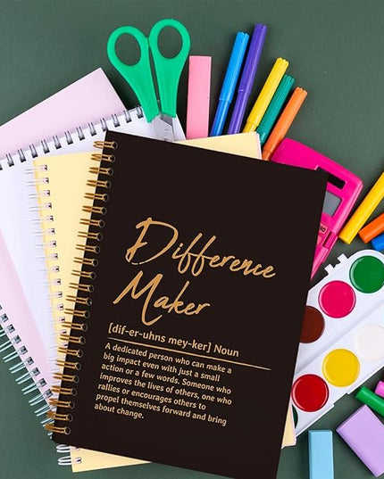 OXW Difference Maker Appreciation Gift, Meeting Notebook for Work, Thank You Gifts for Leader Mentor Manager Boss, Office Supplies Social Worker Notebook, Orange Hardcover Spiral Notebook 5.5 x 8.3