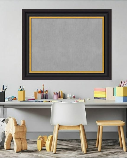 Amanti Art Black Framed Magnetic Board 24x30 Medium Vision Board for use with Magnets, 100% Metal Sheet to Display Items as Office Decor or for Home Organization in mudroom, Kitchen or Kids Room