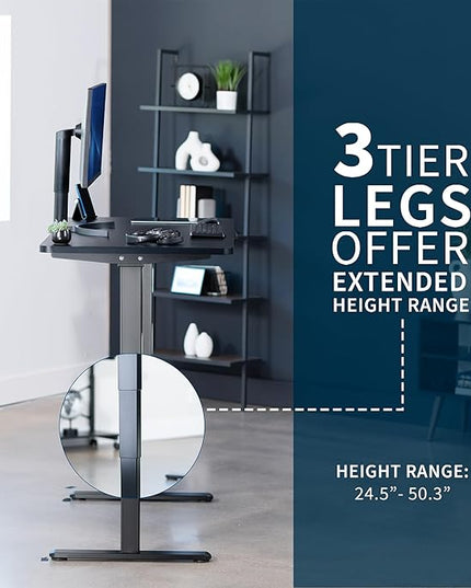VIVO Electric 55 x 28 in Dual Motor Sit Stand Desk, Memory Height Adjustment, 2B Series, Black Top Black Frame, DESK-KIT-2B55B