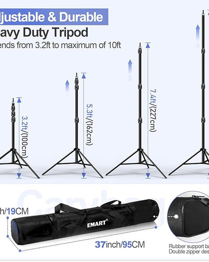 EMART 10x10ft Backdrop Stand Heavy Duty, Adjustable Photography Background Support System with 10x15ft Polyester Backdrop(Black/White/Green) for Photography Studio, Parties, Wedding, Video Shooting