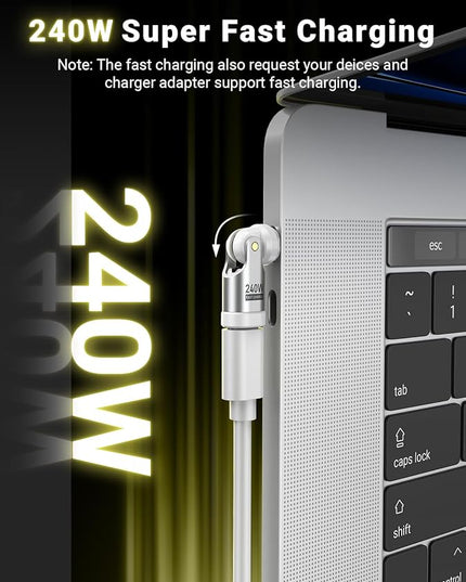 A.S 240W USB C Magnetic Adapter (3Pack), Gen3 USB C 90 Degree Adapter/C Right Angle Adapter/180 Degree USBC Adapters/USBC to USBC Adapters for Phone 16/15, Ma-Book Pro/Pad Series, Samsung (White)