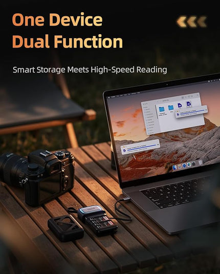 llano F15 2-in-1 High-Speed SD/Micro SD Card Reader Adapter(UHS-II Supported),Holder Case, Built-in Slot Storage, Compatible with iPhone, Android, PC, MacBook, Laptop, Dual Slot, USB Type-C 3.2 Gen1