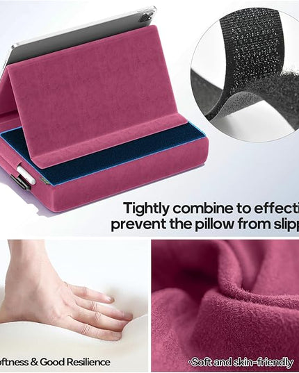 KDD Tablet Pillow Stand, Multi-Angle Viewing Ipad Holder for Lap, Bed and Desk, Foldable Soft Pad Dock with Stylus Mount Compatible with Ipad Pro 12.9, 10.5, 11, Air, Mini, Phones, Books, E-Reader