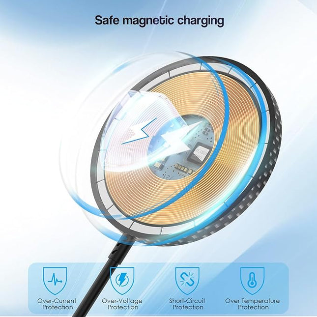 10FT Magnetic iPhone Charger[Apple MFi Certified], Apple Magsafe Wireless Charger,2Pack Magnetic Wireless Charging Pad with USB-C Charging Block for iPhone 17/17Pro/16ProMax/15/14/13/12 Series,AirPods