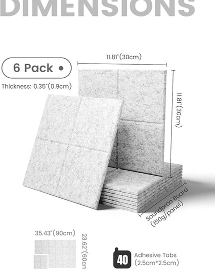 Fluxynara Large Felt Bulletin Board 36" x 24"Cork Board Alternative-6 Pack with 40 Safe Removable Adhesive Tabs, Cork Boards for Walls Cork Board for Home Office Classroom Pin Board-Marble Gray