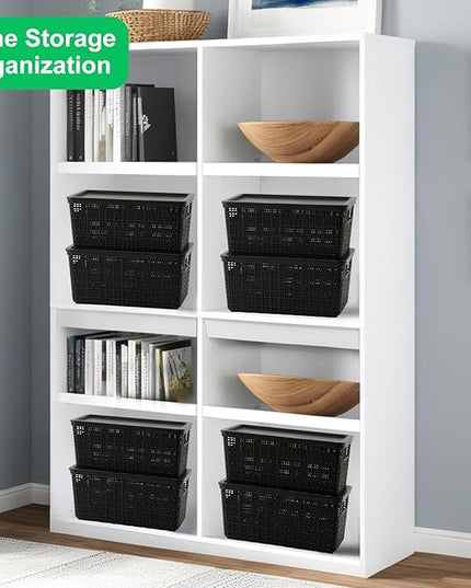 6 Pack Plastic Storage Baskets With Lids,Black Breathable Stackable Storage Bins,Small Storage Containers,for Organizing Storage Baskets on Desktops,Closets,Playrooms,Classrooms,Offices