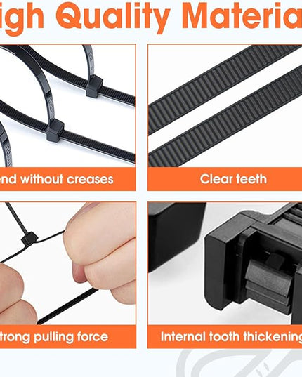 2000 PCS Zip Ties 8 Inch, Cable Ties 40lbs Tensile Strength, Black Zip Ties for Indoor and Outdoor Use, UV Resistant Wire Ties