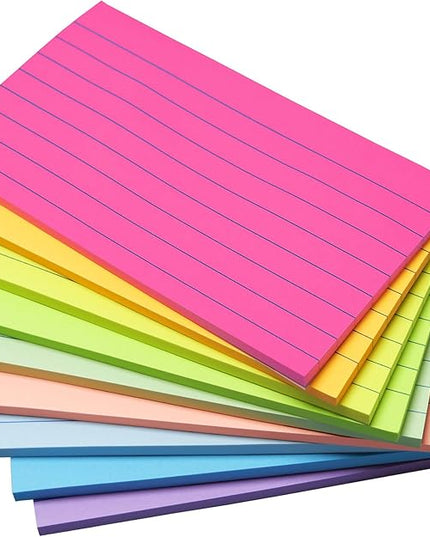 9 Pack Lined Sticky Notes 3x5 in Large Sticky Notes, 9 Bright Multi Colors Self Big Sticky Notes Pad Its, Strong Adhesive, Sticky Note Large for Notebook, Office, School and Home