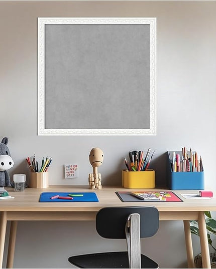 Amanti Art White Framed Magnetic Board 22x22 Medium Vision Board for use with Magnets, 100% Metal Sheet to Display Items as Office Decor or for Home Organization in mudroom, Kitchen or Kids Room